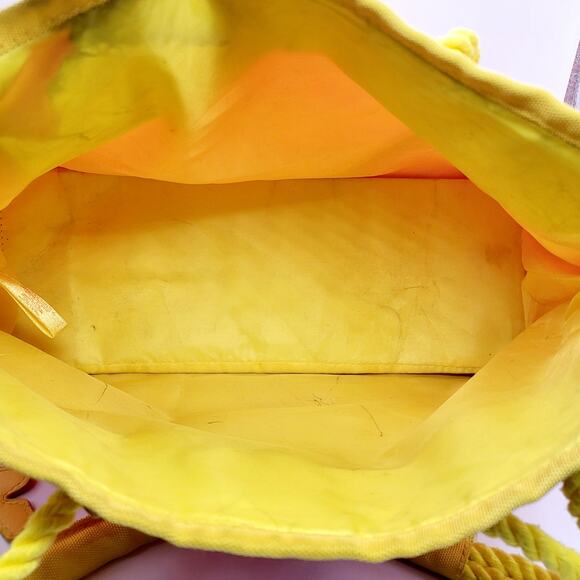 Y2K Escada Orange and Yellow Canvas Butterfly Detail Mini Tote Shoulder Handbag - Picture 6 of 13